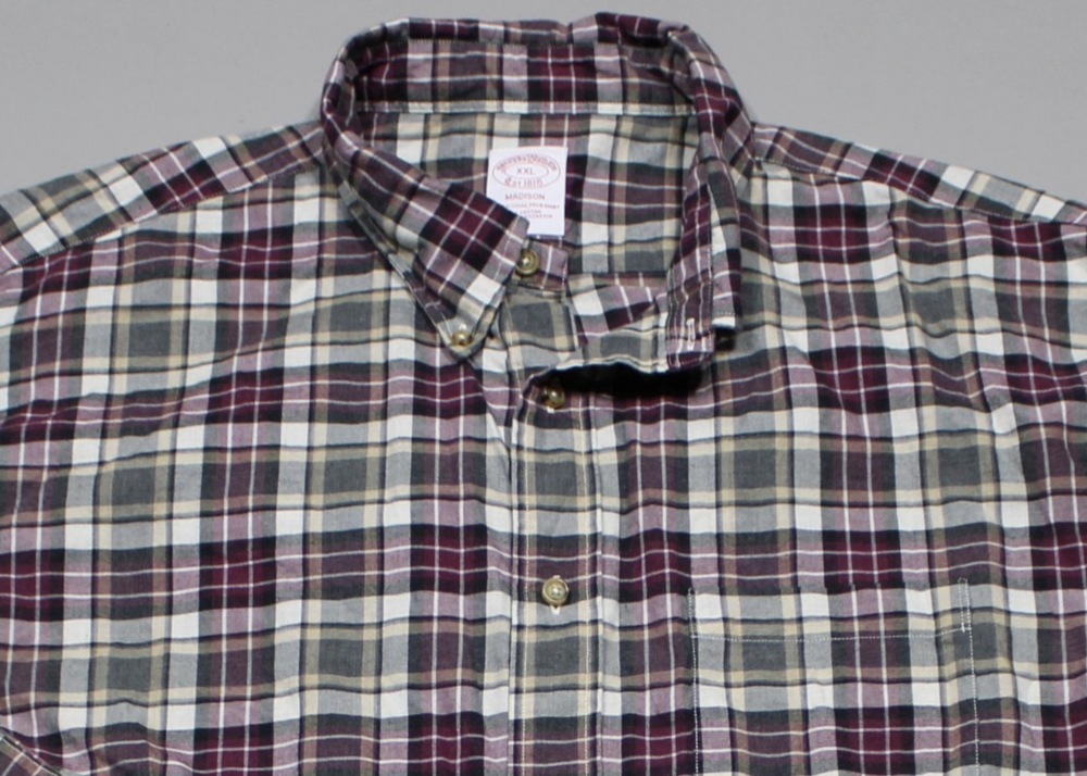 Brooks Brothers Madison Long Sleeve Button Up Shirt Mens XXL Red Plaid
